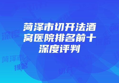 菏泽市切开法酒窝医院排名前十深度评判