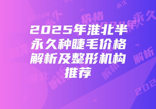 2025年淮北半永久种睫毛价格解析及整形机构推荐