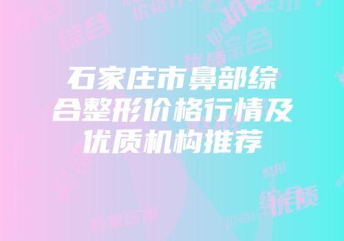 石家庄市鼻部综合整形价格行情及优质机构推荐