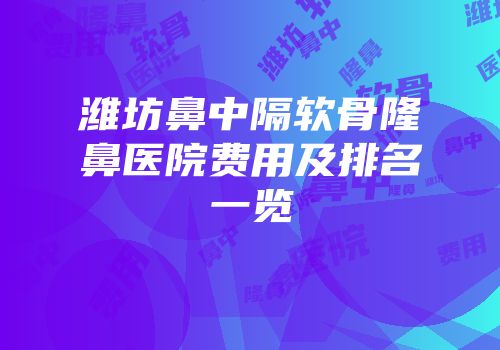 潍坊鼻中隔软骨隆鼻医院费用及排名一览