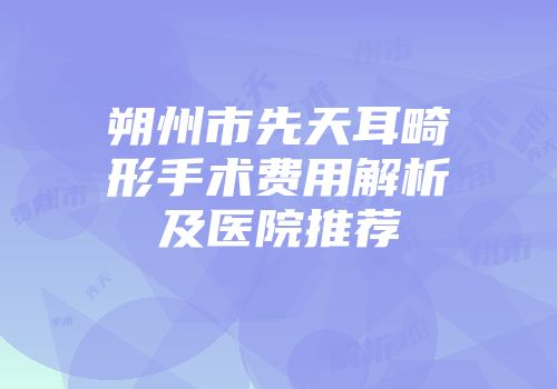 朔州市先天耳畸形手术费用解析及医院推荐