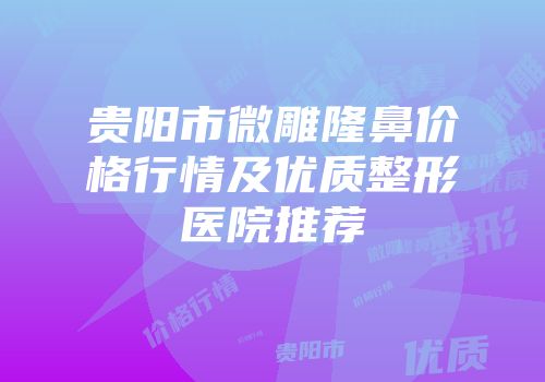 贵阳市微雕隆鼻价格行情及优质整形医院推荐