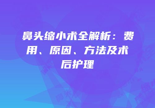 鼻头缩小术全解析：费用、原因、方法及术后护理
