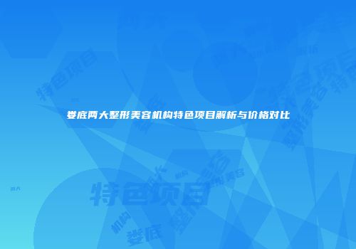娄底两大整形美容机构特色项目解析与价格对比