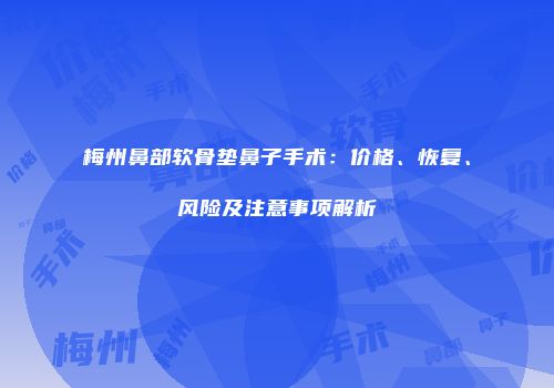 梅州鼻部软骨垫鼻子手术：价格、恢复、风险及注意事项解析