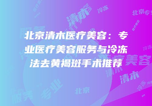 北京清木医疗美容：专业医疗美容服务与冷冻法去黄褐斑手术推荐