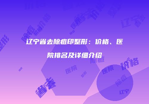 辽宁省去除痘印整形：价格、医院排名及详细介绍