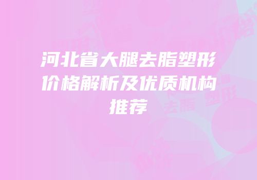 河北省大腿去脂塑形价格解析及优质机构推荐