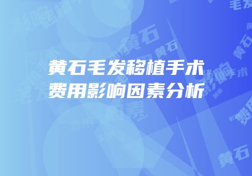 黄石毛发移植手术费用影响因素分析