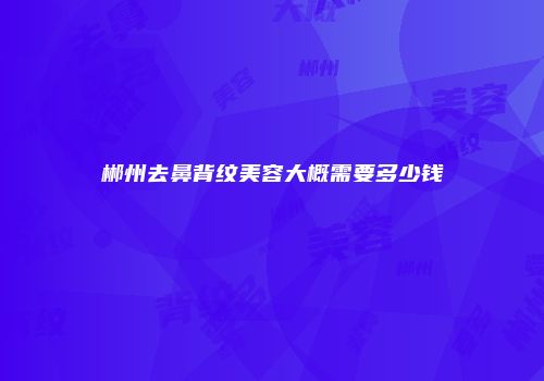 郴州去鼻背纹美容大概需要多少钱