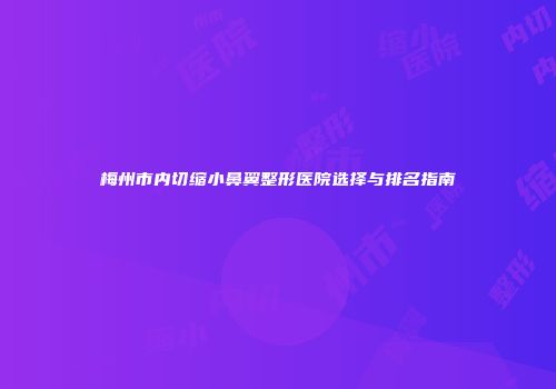 梅州市内切缩小鼻翼整形医院选择与排名指南