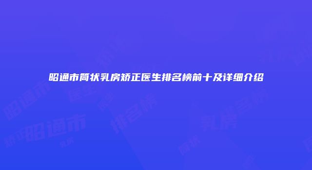 昭通市筒状乳房矫正医生排名榜前十及详细介绍