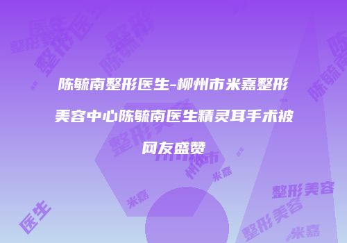 陈毓南整形医生-柳州市米嘉整形美容中心陈毓南医生精灵耳手术被网友盛赞