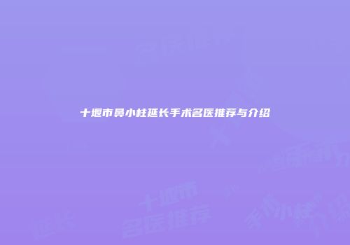 十堰市鼻小柱延长手术名医推荐与介绍