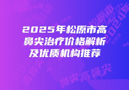 2025年松原市高鼻尖治疗价格解析及优质机构推荐