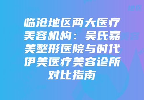 临沧地区两大医疗美容机构：吴氏嘉美整形医院与时代伊美医疗美容诊所对比指南