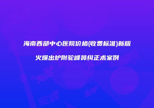 海南西部中心医院价格(收费标准)新版火爆出炉附驼峰鼻纠正术案例