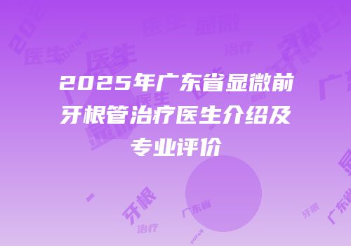 2025年广东省显微前牙根管治疗医生介绍及专业评价