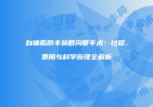 自体脂肪丰鼻唇沟管手术：过程、费用与科学原理全解析