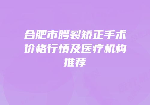 合肥市腭裂矫正手术价格行情及医疗机构推荐