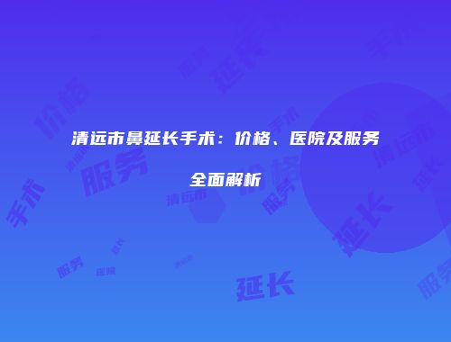 清远市鼻延长手术：价格、医院及服务全面解析