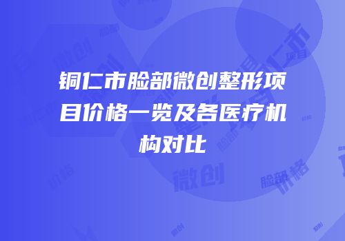 铜仁市脸部微创整形项目价格一览及各医疗机构对比