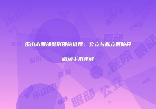 乐山市眼部整形医院推荐：公立与私立医院开眼角手术详解