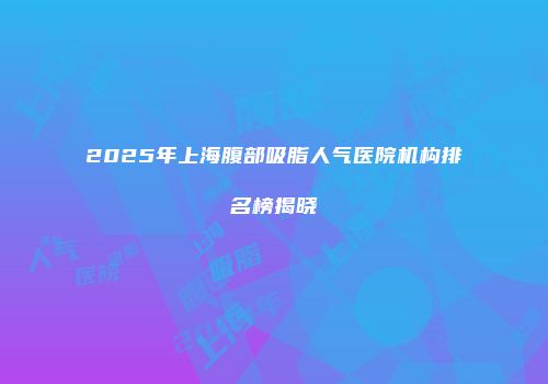 2025年上海腹部吸脂人气医院机构排名榜揭晓