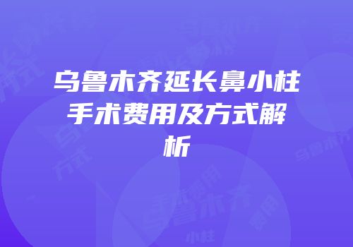 乌鲁木齐延长鼻小柱手术费用及方式解析