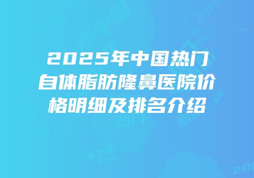 2025年中国热门自体脂肪隆鼻医院价格明细及排名介绍
