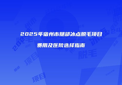 2025年宿州市腿部冰点脱毛项目费用及医院选择指南