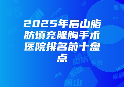 2025年眉山脂肪填充隆胸手术医院排名前十盘点