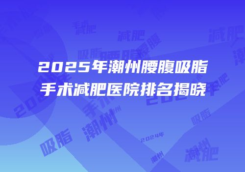 2025年潮州腰腹吸脂手术减肥医院排名揭晓