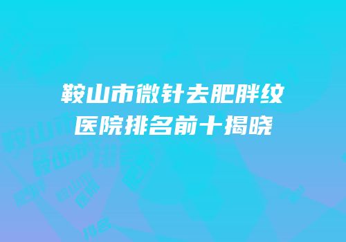 鞍山市微针去肥胖纹医院排名前十揭晓