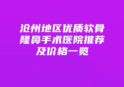 沧州地区优质软骨隆鼻手术医院推荐及价格一览