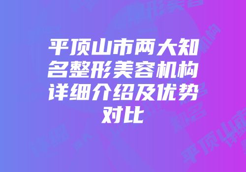 平顶山市两大知名整形美容机构详细介绍及优势对比