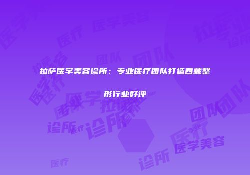 拉萨医学美容诊所：专业医疗团队打造西藏整形行业好评