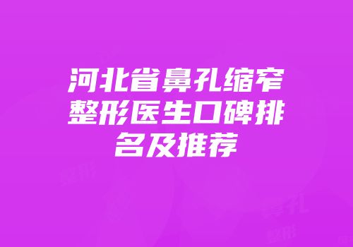 河北省鼻孔缩窄整形医生口碑排名及推荐