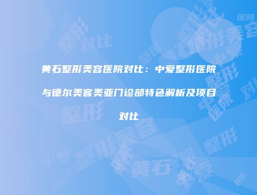 黄石整形美容医院对比：中爱整形医院与德尔美客美亚门诊部特色解析及项目对比