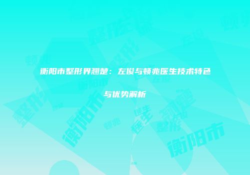 衡阳市整形界翘楚：左俊与顿兆医生技术特色与优势解析
