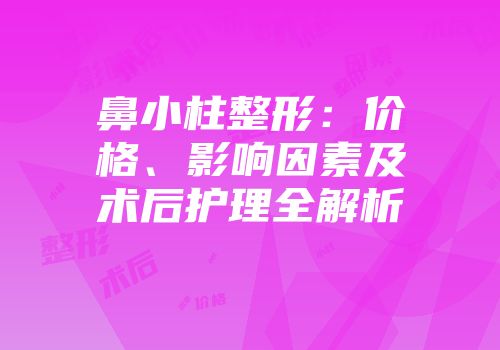 鼻小柱整形：价格、影响因素及术后护理全解析