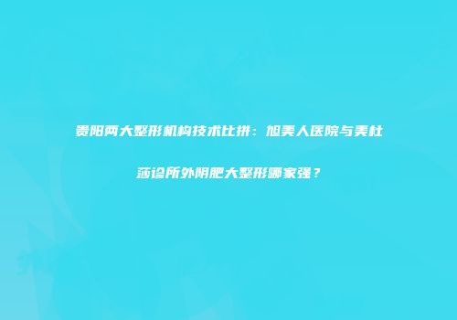 贵阳两大整形机构技术比拼：旭美人医院与美杜莎诊所外阴肥大整形哪家强？
