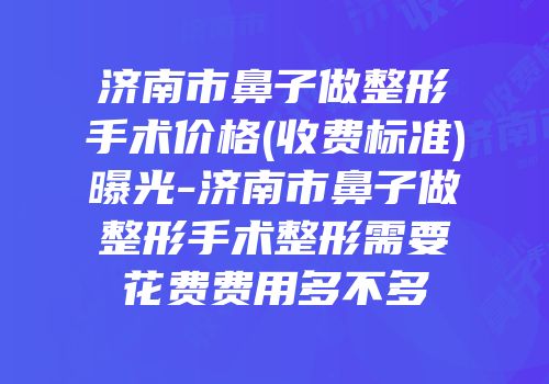 济南市鼻子做整形手术价格(收费标准)曝光-济南市鼻子做整形手术整形需要花费费用多不多