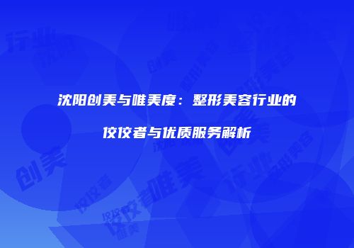 沈阳创美与唯美度：整形美容行业的佼佼者与优质服务解析