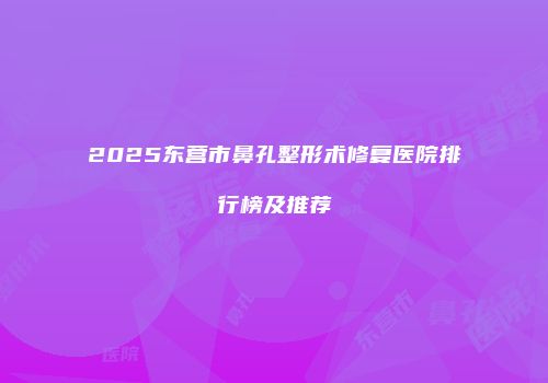 2025东营市鼻孔整形术修复医院排行榜及推荐