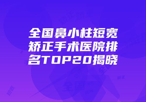 全国鼻小柱短宽矫正手术医院排名TOP20揭晓
