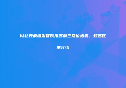 湖北无痕植发医院排名前三及价格表、知名医生介绍