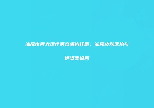 汕尾市两大医疗美容机构详解：汕尾皮肤医院与伊姿美诊所