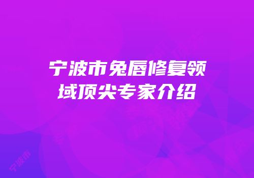 宁波市兔唇修复领域顶尖专家介绍