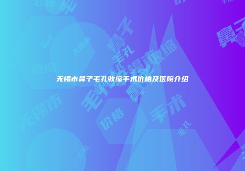 无锡市鼻子毛孔收缩手术价格及医院介绍